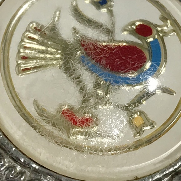 Vintage Enamel Pendant Pennsylvania Dutch Amish Distelfink Hex Sign Bird America - Picture 7 of 14